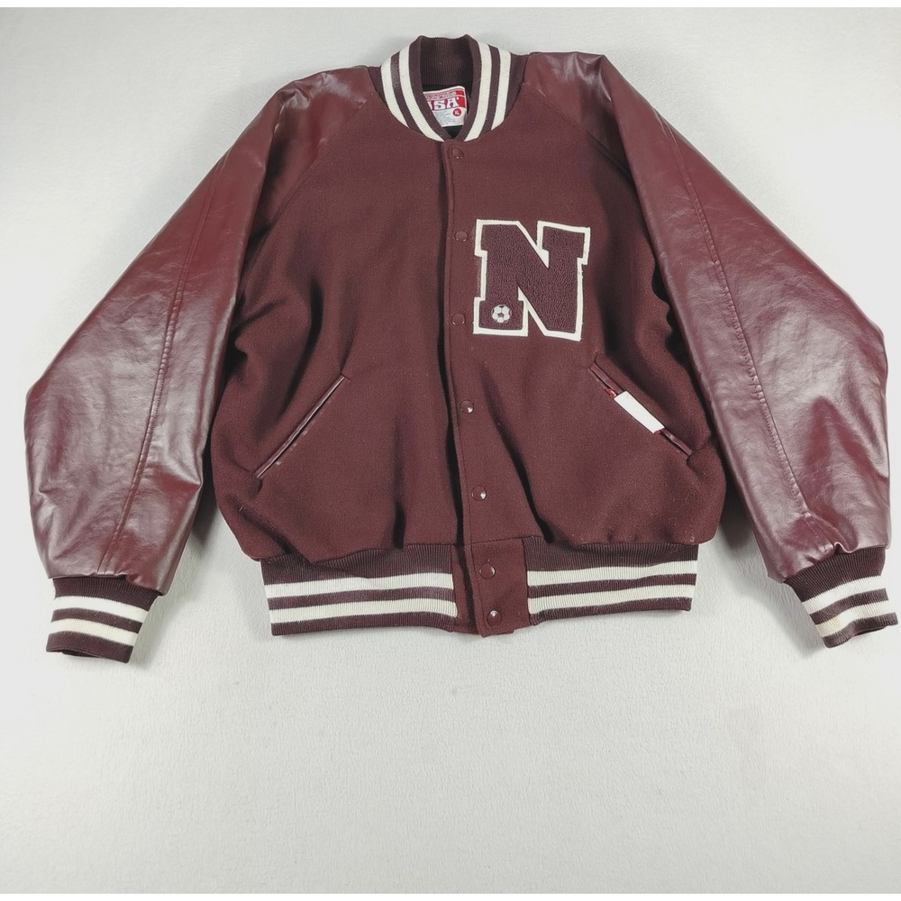Vintage Nebraska Cornhuskers Jacket Mens XL‎ NCAA Football Leather Sleeve 90s
